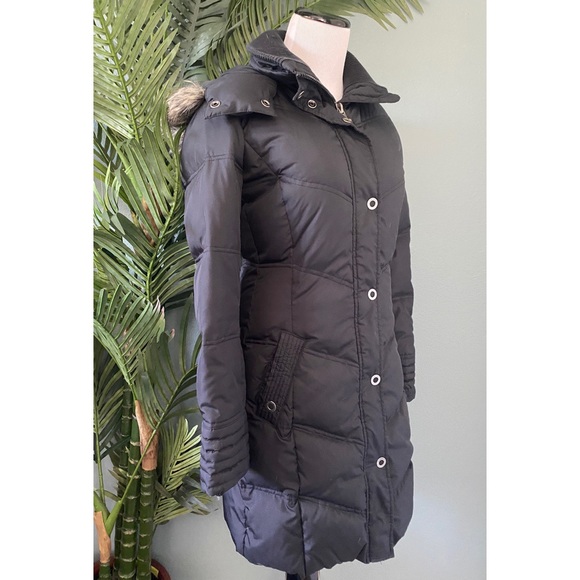 Esprit black down puffer coat removable fur collar - Picture 3 of 15